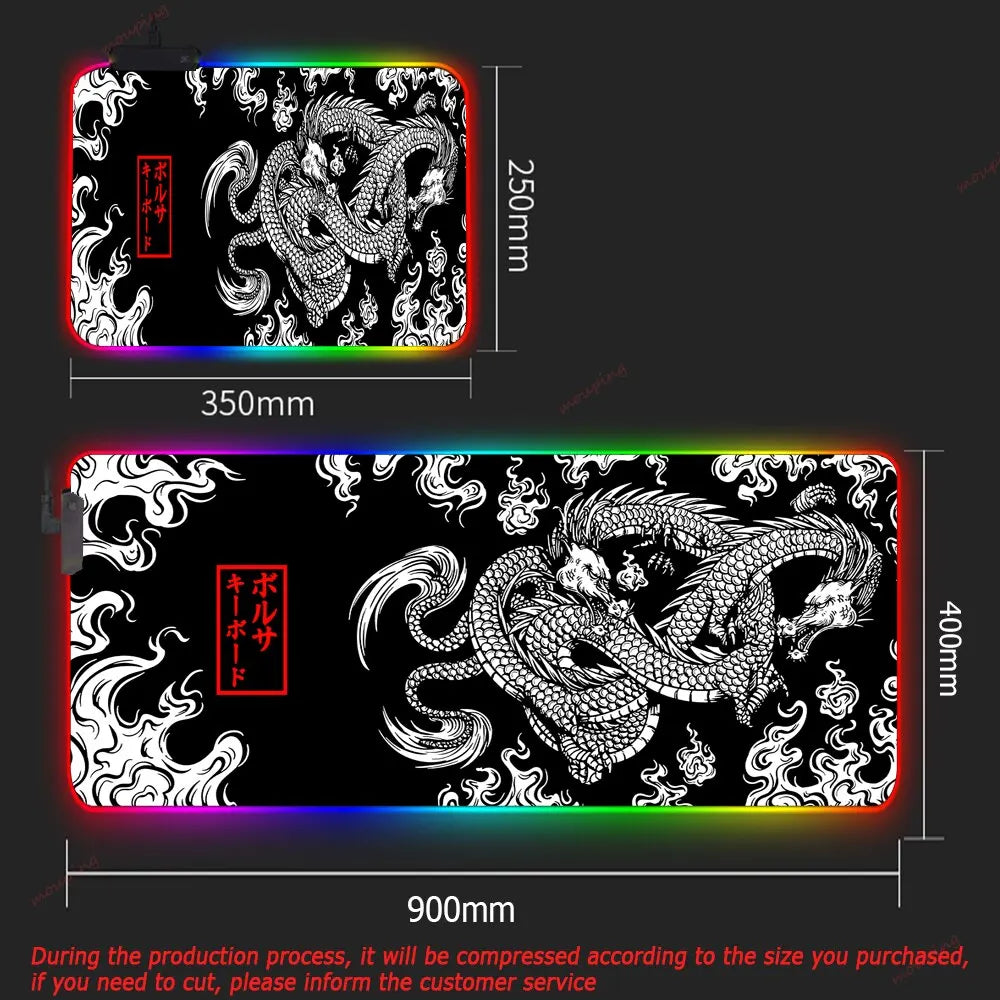 XXL Backlit Dragon Gaming Desk Mat – HD Flexible RGB Mouse Pad 🐉🔥🎮