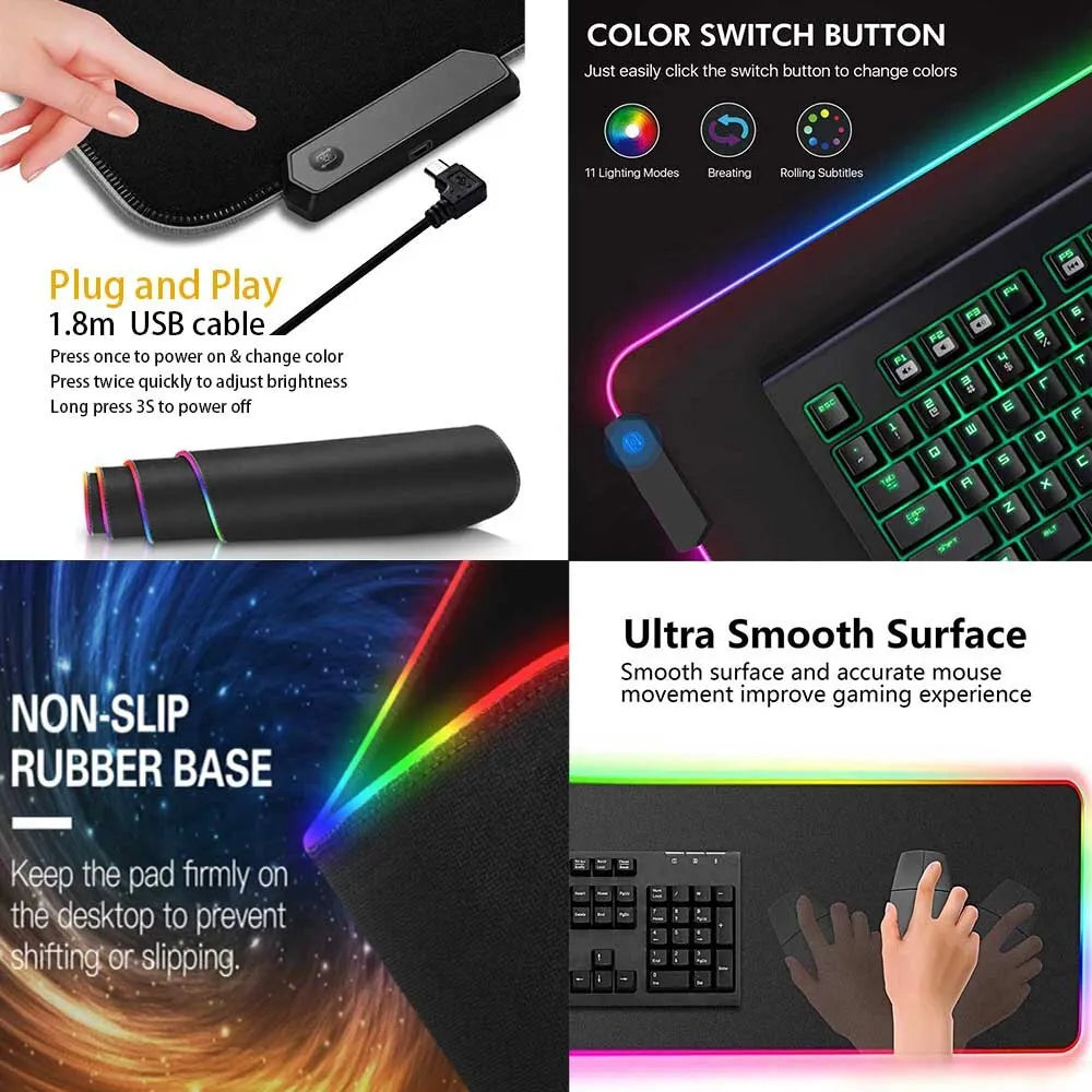 XXL Backlit Dragon Gaming Desk Mat – HD Flexible RGB Mouse Pad 🐉🔥🎮