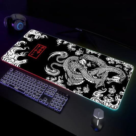 XXL Backlit Dragon Gaming Desk Mat – HD Flexible RGB Mouse Pad 🐉🔥🎮