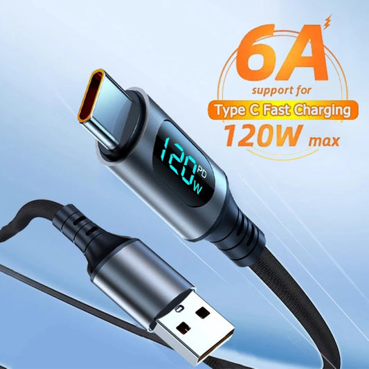 ⚡ TitanLink™ 120W Ultra-Fast Charging Cable – Braided Alloy Design