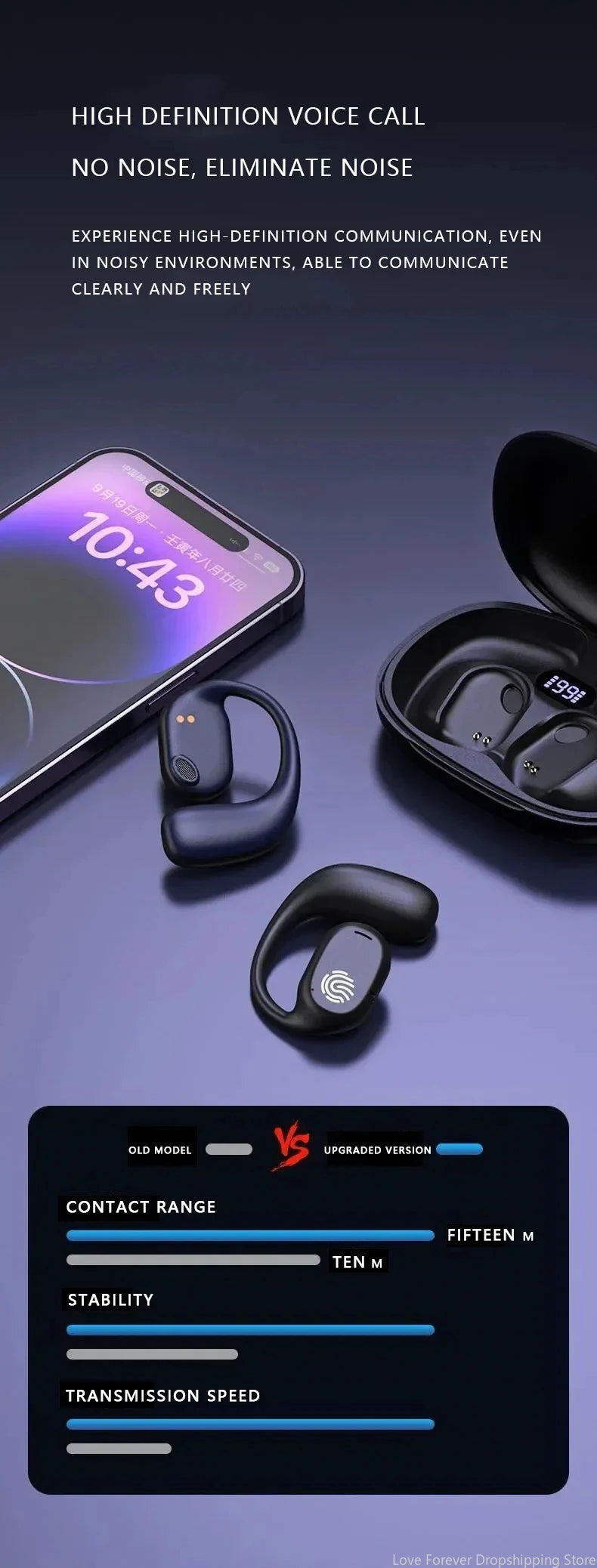 🎧 Wireless Bone Conduction Earphones – Open-Ear Audio with Ultimate Comfort!