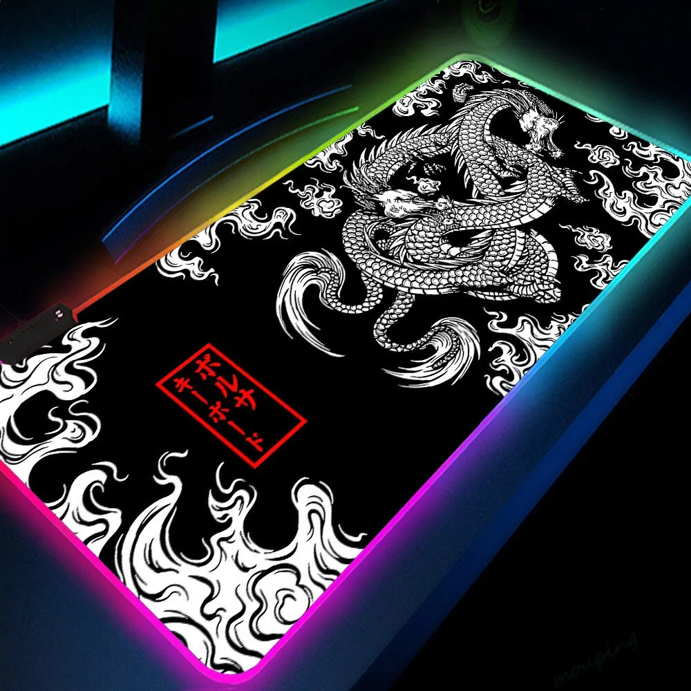 XXL Backlit Dragon Gaming Desk Mat – HD Flexible RGB Mouse Pad 🐉🔥🎮